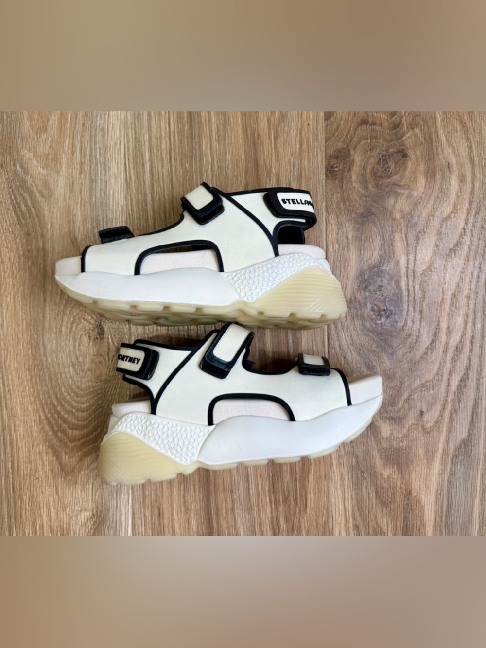 Stella McCartney Logo Strap Platform Sandals White Black Size 38 NWOB - Picture 10 of 10